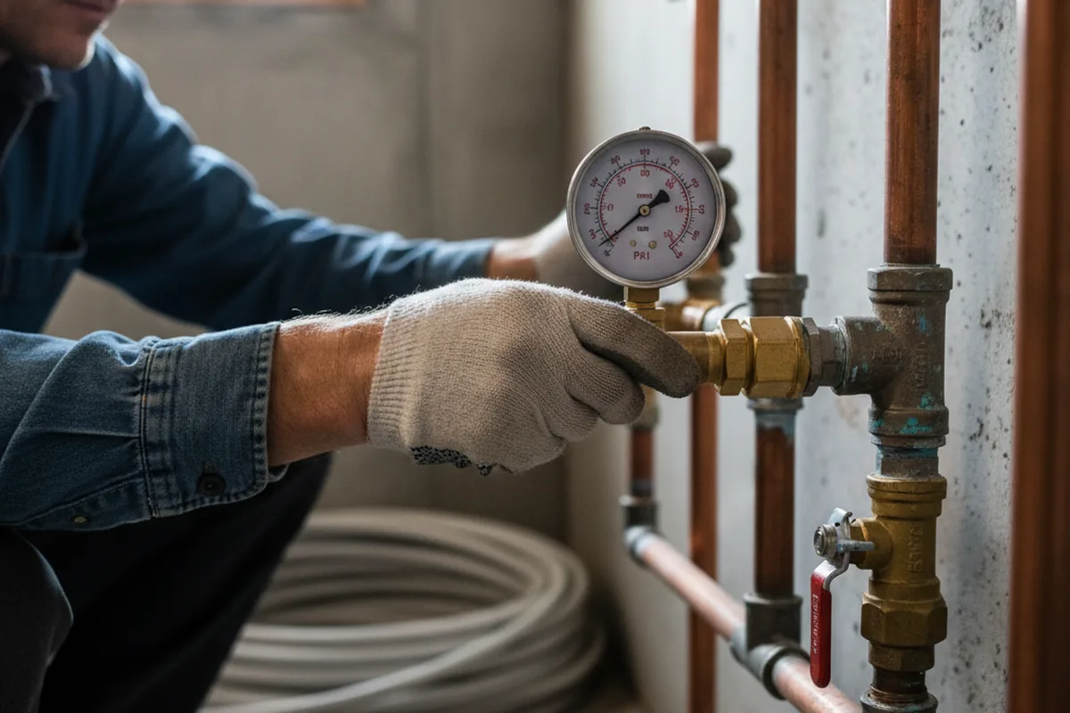 Pressure testing a repaired line during Water Line Repair in Gabbs